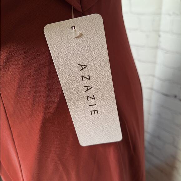NWT $99 Azazie Hailey Dress, Size 4, Desert Rose Pink, Floor Length Sleeveless - Picture 8 of 11